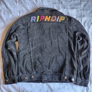 RIPNDIP Prisma Colorful Lettering Lorn Nermal Grey Med Corduroy Button-up Jacket
